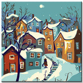Paint by Numbers Colorful Houses Painting in Winter